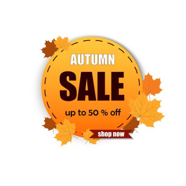 Sonbahar satışı ve sarı yapraklı vektör posterleri. Sonbahar indirimi arka plan, afiş veya el ilanı tasarımı. Reklam, web, sosyal medya şablonu.