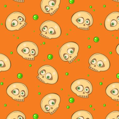 Kafatası ve mor arka planda gözleri olan vektör deseni. Korku tasarımı elementi, Cadılar Bayramı ünlü konsept.