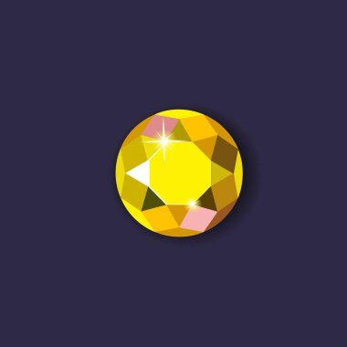 Karanlık arka planda vektör elmas. Düz tasarım mücevher çizimi. Tasarımınız için harika bir element.