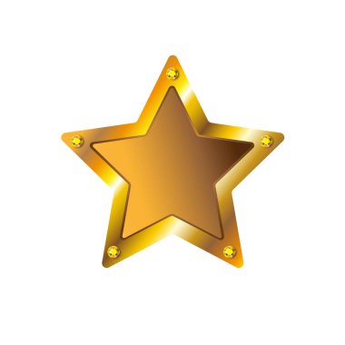 Beyaz arka planda mücevherleri olan vektör altın yıldız. Müşteri memnuniyeti değerlendirme servisi, en iyi kalite sıralama simgesi.
