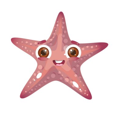 Beyaz arka planda şirin bir denizyıldızı çizgi filmi..