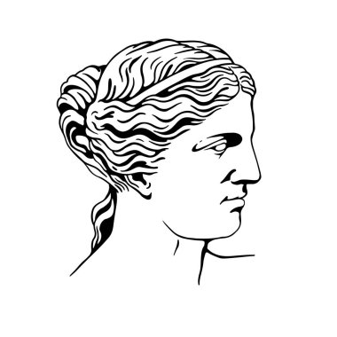 Venus de Milo Antik Yunan heykel çizgisi sanatı. Taslak çizimi beyaz arkaplanda izole edildi. Doğrusal biçim