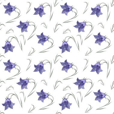 Mavi çan çiçekli bahar deseni. Botanik aynı daha az süs.