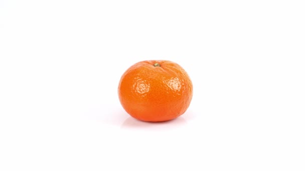 Spinnend Sinaasappelfruit Witte Achtergrond Citrus Witte Achtergrond Close Van Appel — Stockvideo