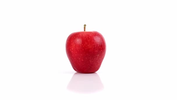 Spinnapfel Auf Weißem Hintergrund Apfel Auf Weißem Hintergrund Nahaufnahme Von — Stockvideo