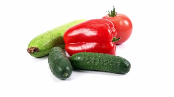 Warzywa Białym Tle Warzywa Białym Tle Zbliżenie Warzyw Warzywa Obracające — Wideo stockowe