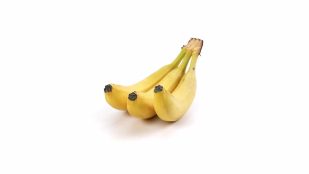 Прядение Фруктов Бананов Белом Фоне Бананы Белом Крупным Планом Бананов — стоковое видео