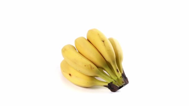 Plátanos Que Giran Fruta Sobre Fondo Blanco Plátanos Sobre Blanco — Vídeos de Stock