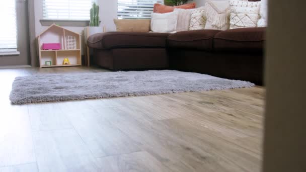 Area Rug Floor Fluffy Carpet Close — Stock Video