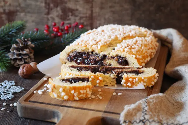 Pinza Bolognese Italiaans Kerstgebak Sweet New Year Pie Met Vulling — Stockfoto