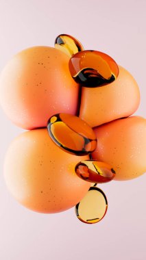 Uçan soyut şekillerin üç boyutlu çizimi. Yaratıcı, cesur arka plan, dikey duvar kağıdı ve geometrik tasarım. Sıcak, cesur renkler. Parlak parlak doku, eğim deseni