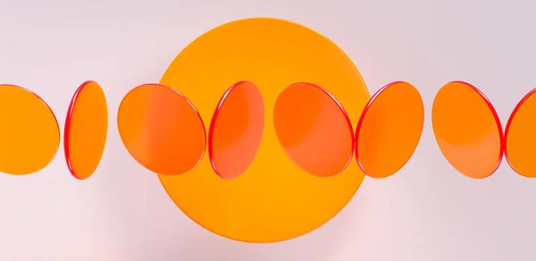 Orange Glas Matte Kreise Rendering Illustration Kreativer Abstrakter Hintergrund Geometrische — Stockfoto