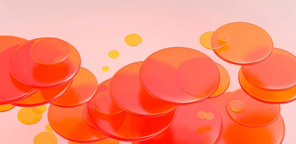 Orange Glas Mat Cirkler Rendering Illustration Kreativ Abstrakt Baggrund Geometriske Stock-foto