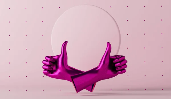 Візуалізація Колажу Сучасного Мінімалістичного Мистецтва Неонових Металевих Сміливих Рожевих Кольорах Стокове Фото