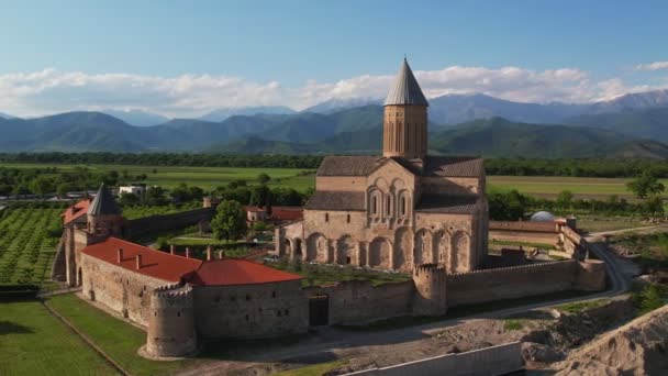 Kakheti Deki Alaetti Manastırı Kompleksi Panoramik Manzarası Kakheti Gürcistan Doğusunda — Stok video