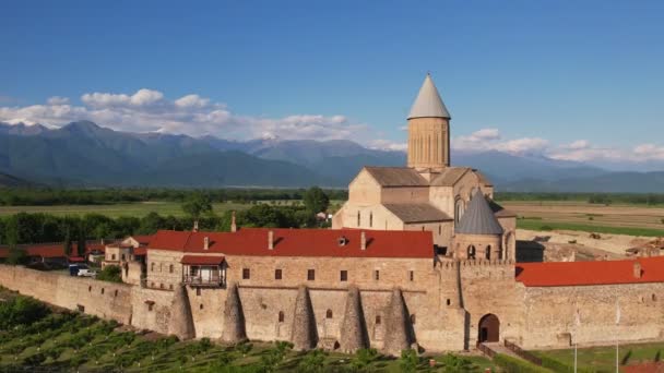 Luftaufnahme Des Alaverdi Klosters Kachetien Kacheti Ist Eine Region Osten — Stockvideo