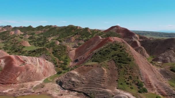 Vol Aérien Panoramique Dessus Panorama Spectaculaire Coloré Vallée Arc Ciel — Video