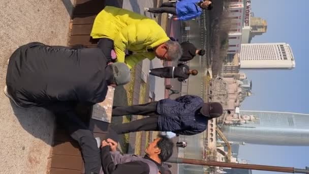 Cidadãos Idosos Chineses Jogando Jogo Tabuleiro Rua Seul Coréia — Vídeo de Stock