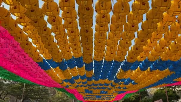 Bongeunsa Temple Gyeonseongsa Temple Decorated Hanging Classic Colorful Paper Lanterns — Stock Video