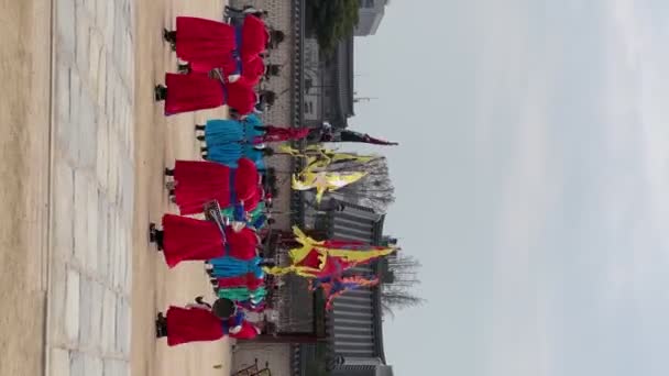 Zmiana Ceremonii Warty Gyeongbokgung Palace Ceremonia Zmiany Gwardii Królewskiej Wysokiej — Wideo stockowe