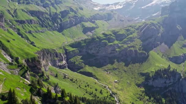 Jezioro Oeschinen Jest Jeziorem Bernese Oberland Szwajcarii Jezioro Zostało Stworzone — Wideo stockowe