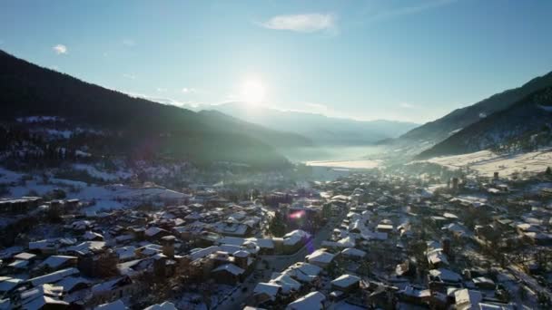 Gürcistan Kafkasya Daki Svaneti Bölgesindeki Mestia Köyünün Insansız Hava Aracı — Stok video