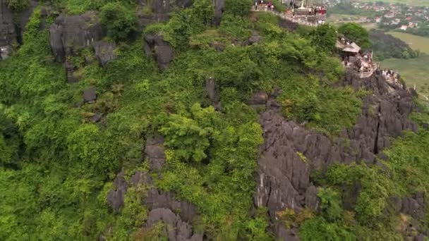 ベトナム ニンビンにあるハンギンビューポイントの山頂にあるドラゴン像の美しい景色 — ストック動画