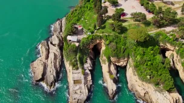 Drone Vliegen Boven Prachtige Stad Ulcinj Montenegro Tijdens Het Zomerseizoen — Stockvideo