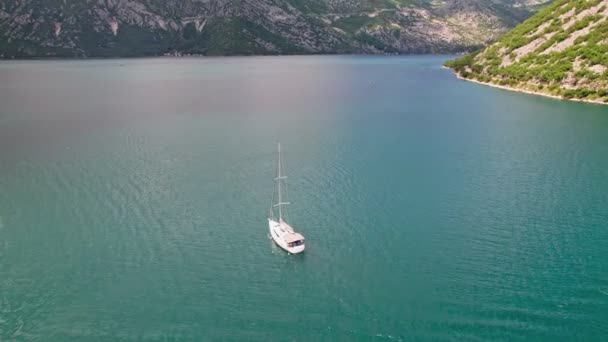 Yacht Saint George Island Perast Montenegro Our Lady Rock Island — Stock Video