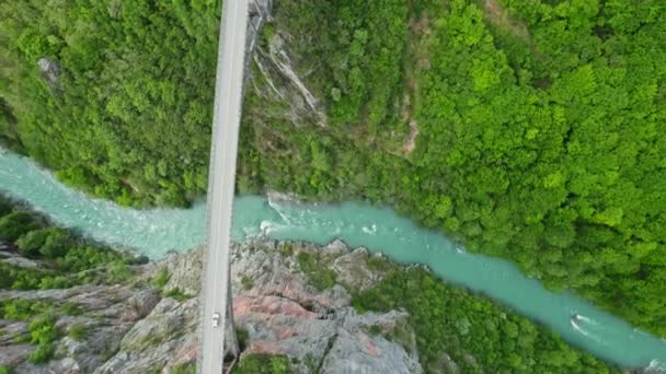 Veduta Aerea Drone Dell Iconico Ponte Arco Cemento Djurdjevica Tara — Video Stock