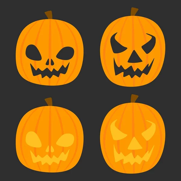 Mignon Ensemble Citrouille Halloween Orange — Image vectorielle