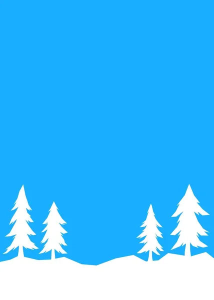 Einfache Winter Thematischen Hintergrund Mit Einigen Kiefern Und Schneebedecktem Land — Stockvektor