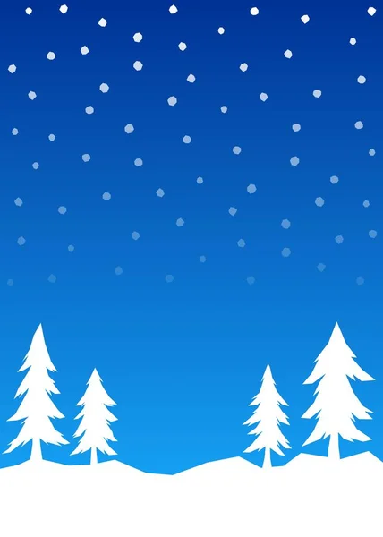Einfache Winter Themenbezogene Hintergrund Mit Einigen Kiefern Schnee Fallen Und — Stockvektor