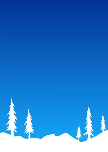 Einfache Winter Thematischen Hintergrund Mit Einigen Kiefern Und Schneebedecktem Land — Stockvektor