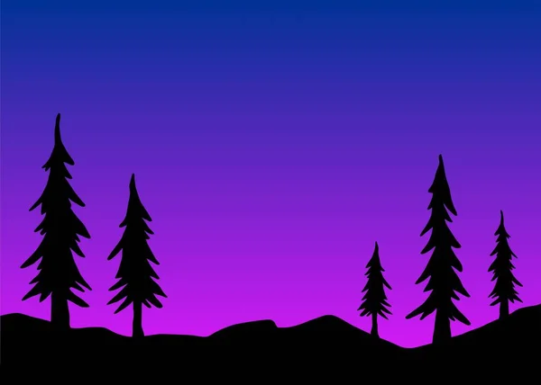 Silhouette Landscape Background Dawn Scene — Stock Vector