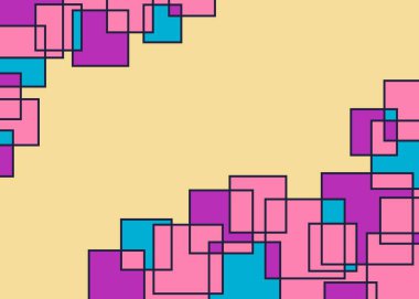 Renkli üstüste binen kare desenli minimalist arkaplan ve bazı kopyalama alanı ile