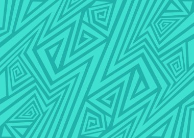 Soyut geometrik ve kıvrımlı çizgileri olan minimalist bir arka plan. Basit Aztek süsü