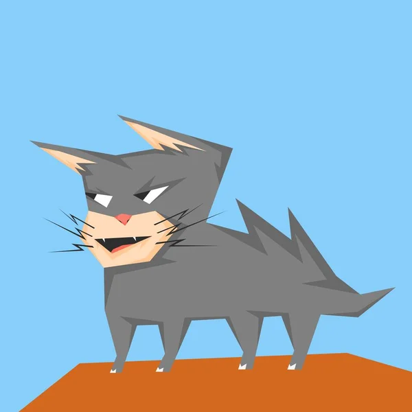 スパイクファー付きグレーの猫の抽象的なイラスト — ストックベクタ
