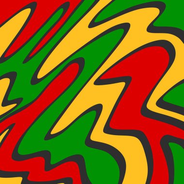 Renkli dalga çizgileri desenli ve Jamaika renk temalı soyut arkaplan
