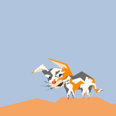 Üç renkli kürkü olan bir kedinin soyut bir çizimi