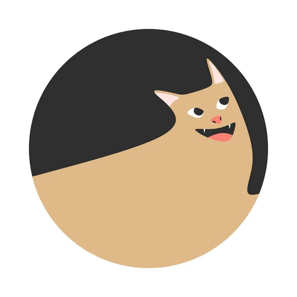 幸せな表情で円の中にかわいい猫のマスコット かわいい猫のアバター — ストックベクタ
