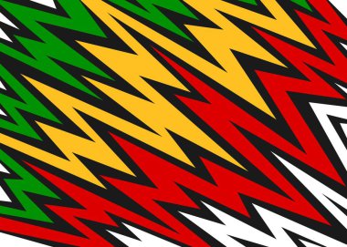 Rastafari renk teması ve köşegen sivri desenli soyut arkaplan