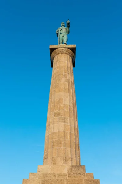 Monumento Victor Língua Sérvia Conhecido Como Pobednik Fortaleza Histórica Kalemegdan — Fotografia de Stock