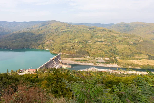 stock image View from height on hydroelectric power station at lake Perucac in Serbia