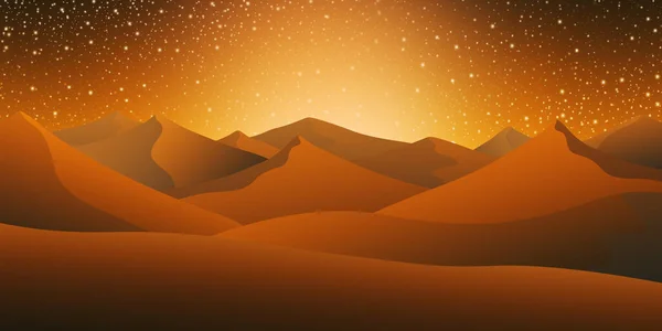夜空下的沙漠景观 布满了星光 — 图库照片