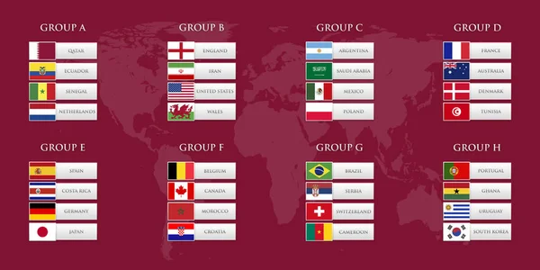 Qatar Fotboll Grupper Flaggor Kvalificerade Länder Illustration — Stockfoto