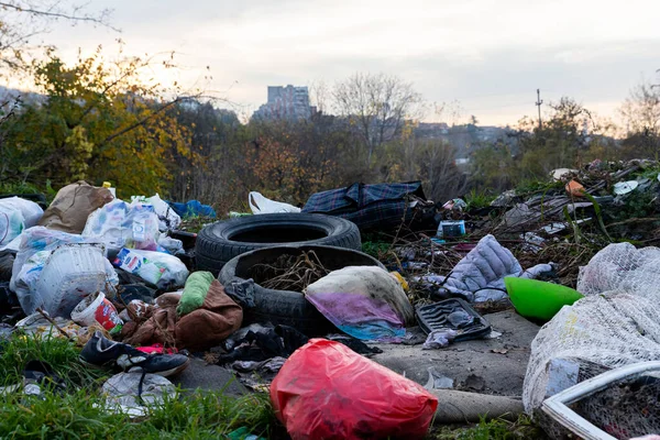 Belgrado Sérvia Novembro 2022 Lixo Lixo Aterro Espalhados Por Todo — Fotografia de Stock