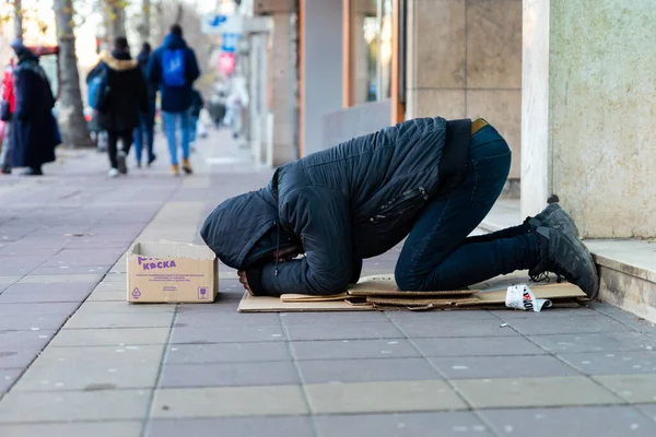 Belgrad Serbien Dezember 2022 Armer Mann Bettelt Den Straßen Von — Stockfoto