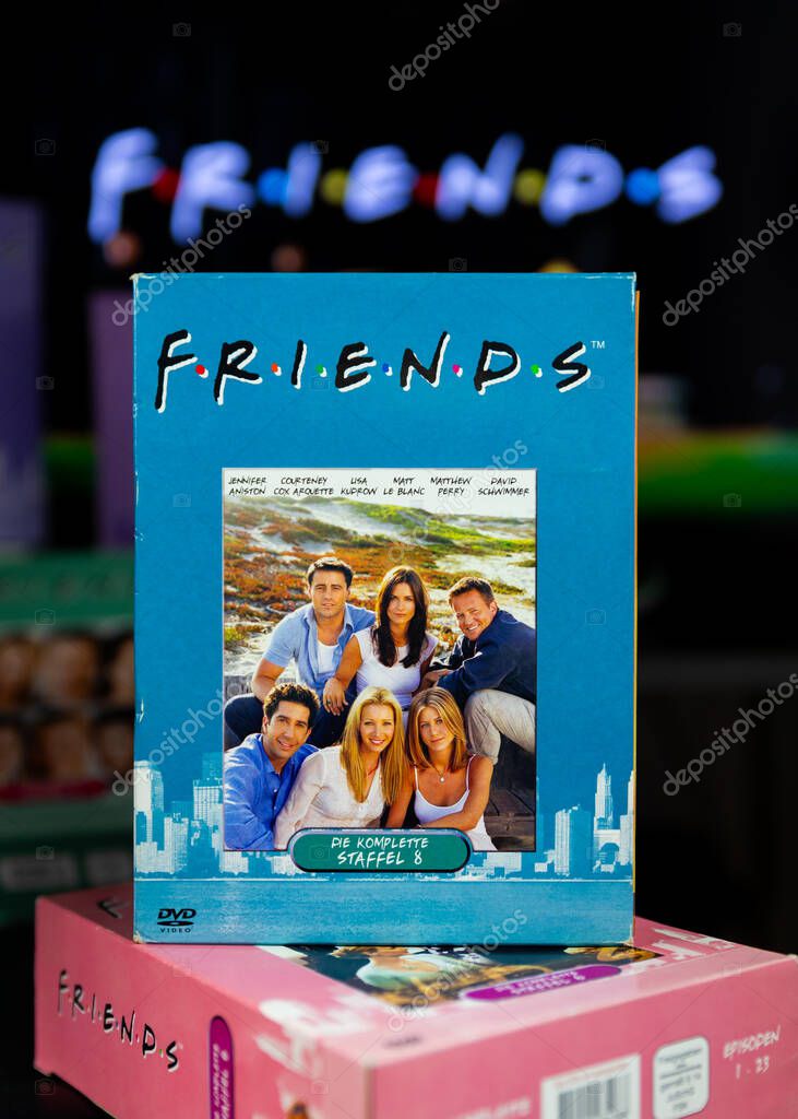 Belgrade, Serbia - OCTOBER 30, 2023: Friends tv show DVD box sets. An American comedy television sitcom, created by David Crane and Marta Kauffman which aired on NBC. Airing on HBO max
