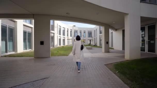 Vue Arrière Une Femme Affaires Marchant Toute Confiance Dans Quartier — Video
